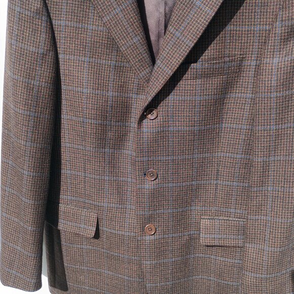DANIEL CREMIEUX Blazer Mens 38S Brown Sport Coat Jacket Classic Houndstooth Vtg - Picture 3 of 15